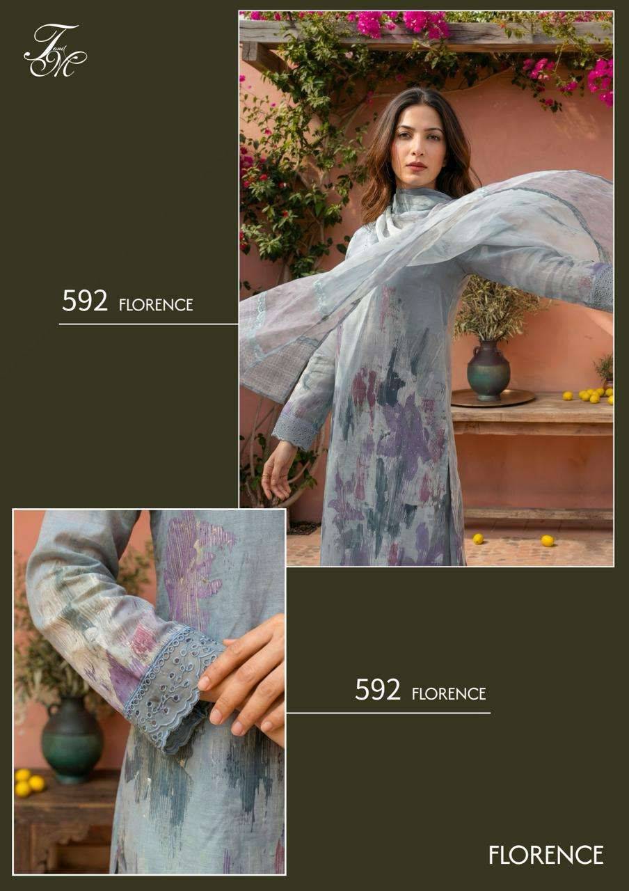 FLORENCE By T&M 515 TO 521 Beautiful Festive Suits Stylish Colorful Fancy Casual Wear Organdy Digital Print Dresses At Wholesale Price